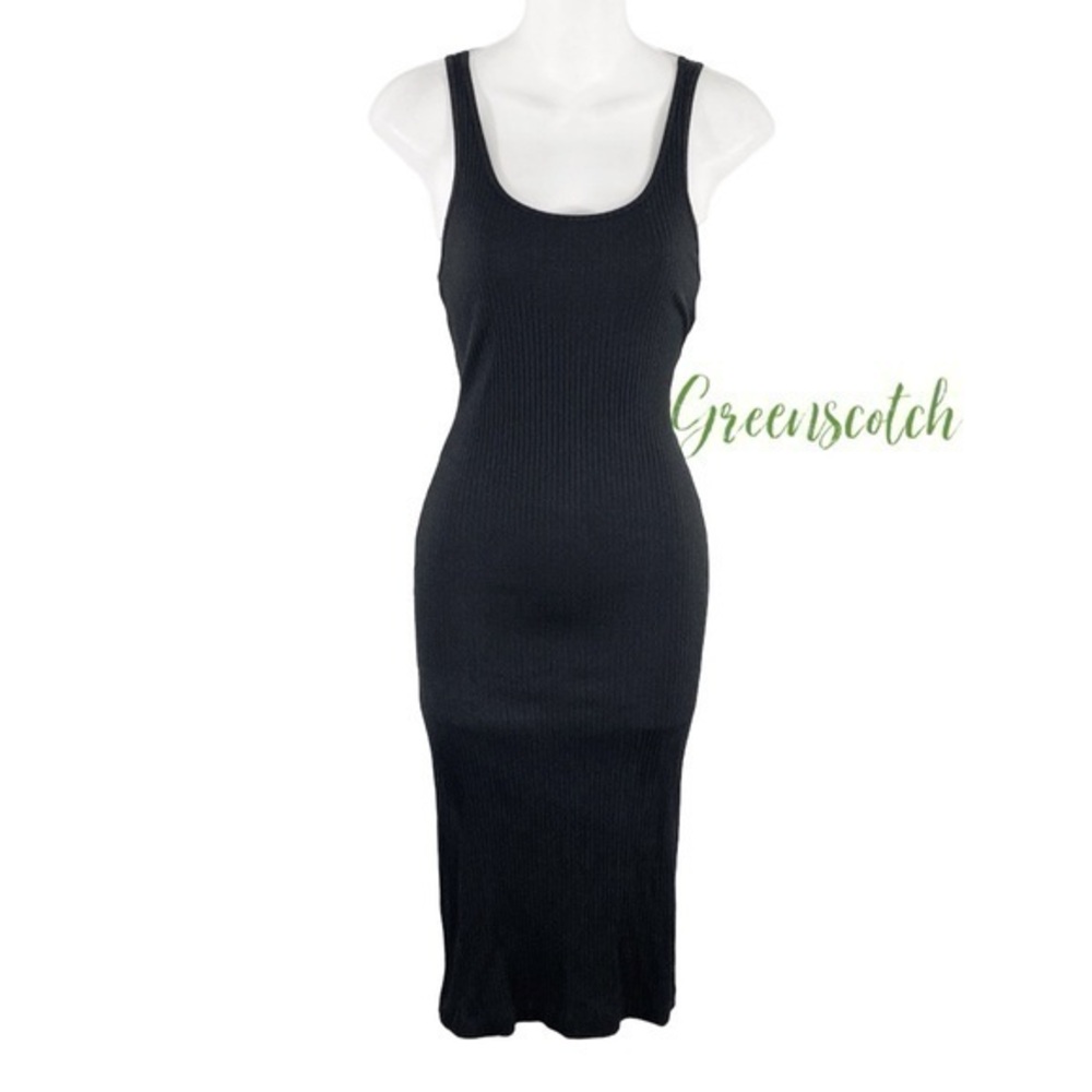 Aritzia Wilfred Free Murdock Black Ribbed Bodycon Midi Dress Small S S19